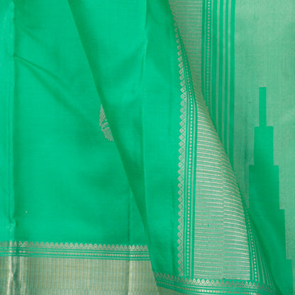 Sea Green Kanchipuram Silk Saree With Silver Zari For Party Wear PV RM 450