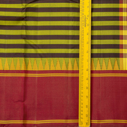 Green And Maroon Kanchipuram Silk Saree With No Zari For Office Wear PV RM NZ 481