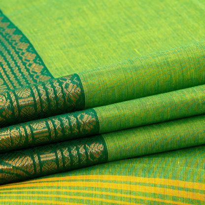 Green Kanchi Cotton Saree For Festive Wear PV MM KC 833 - Cotton Saree - Panjavarnam PV MM KC 833