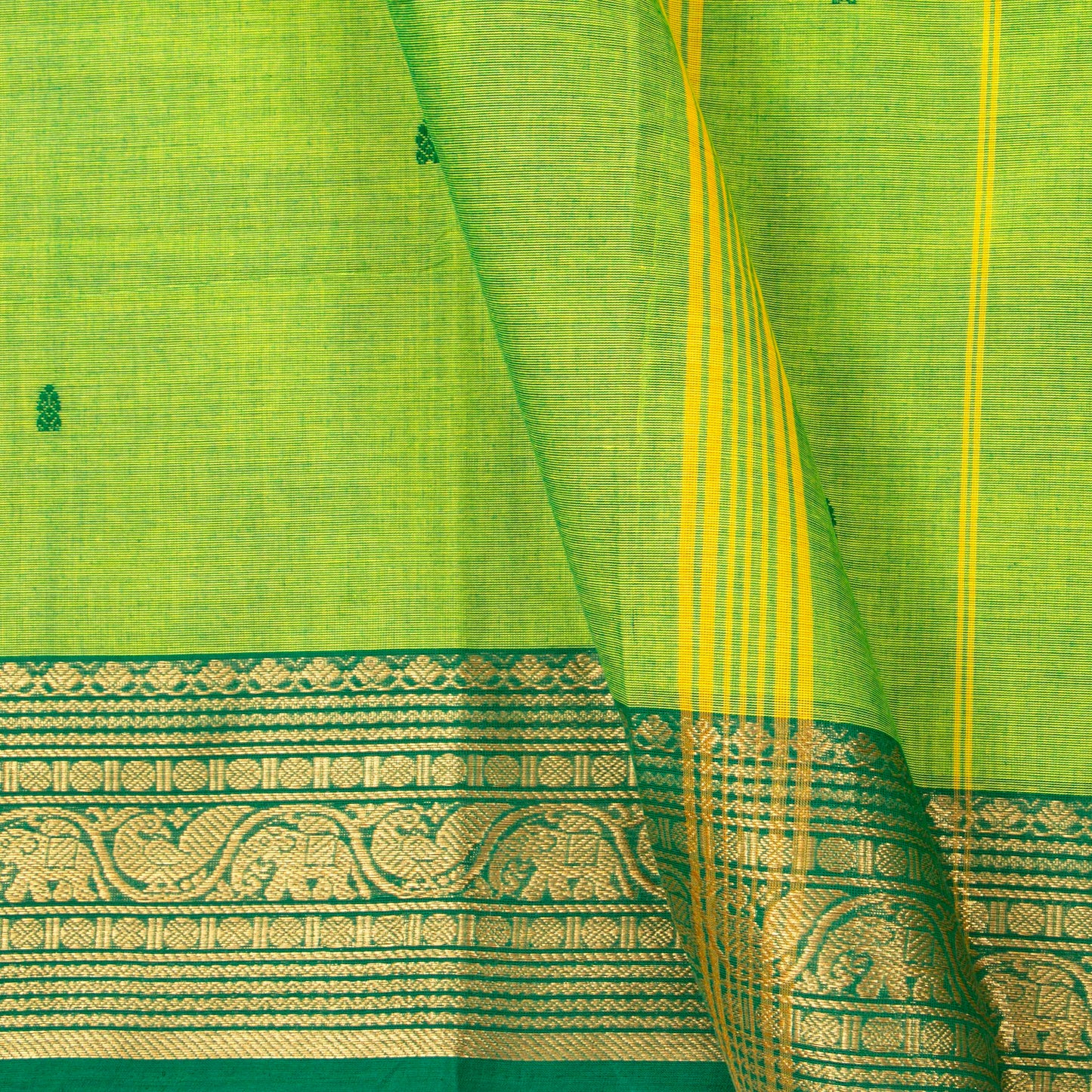 Green Kanchi Cotton Saree For Festive Wear PV MM KC 833 - Cotton Saree - Panjavarnam PV MM KC 833