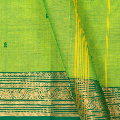 Green Kanchi Cotton Saree For Festive Wear PV MM KC 833 - Cotton Saree - Panjavarnam PV MM KC 833
