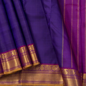 Buvana Blue And Magenta Kanchipuram Silk Saree For Festive Wear PV J 1802