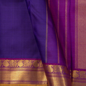 Buvana Blue And Magenta Kanchipuram Silk Saree For Festive Wear PV J 1802