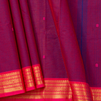 Magenta And Pink Kanchi Cotton Saree For Festive Wear PV MM KC 775 - - Panjavarnam PV MM KC 775