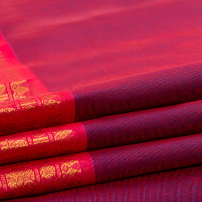 Magenta And Pink Kanchi Cotton Saree For Festive Wear PV MM KC 775 - - Panjavarnam PV MM KC 775