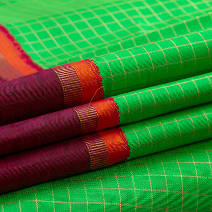 Green And Maroon Kanchipuram Silk Saree For Wedding Wear PV RM 494