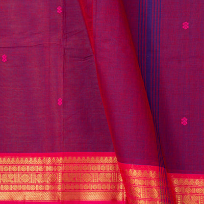 Magenta And Pink Kanchi Cotton Saree For Festive Wear PV MM KC 775 - - Panjavarnam PV MM KC 775