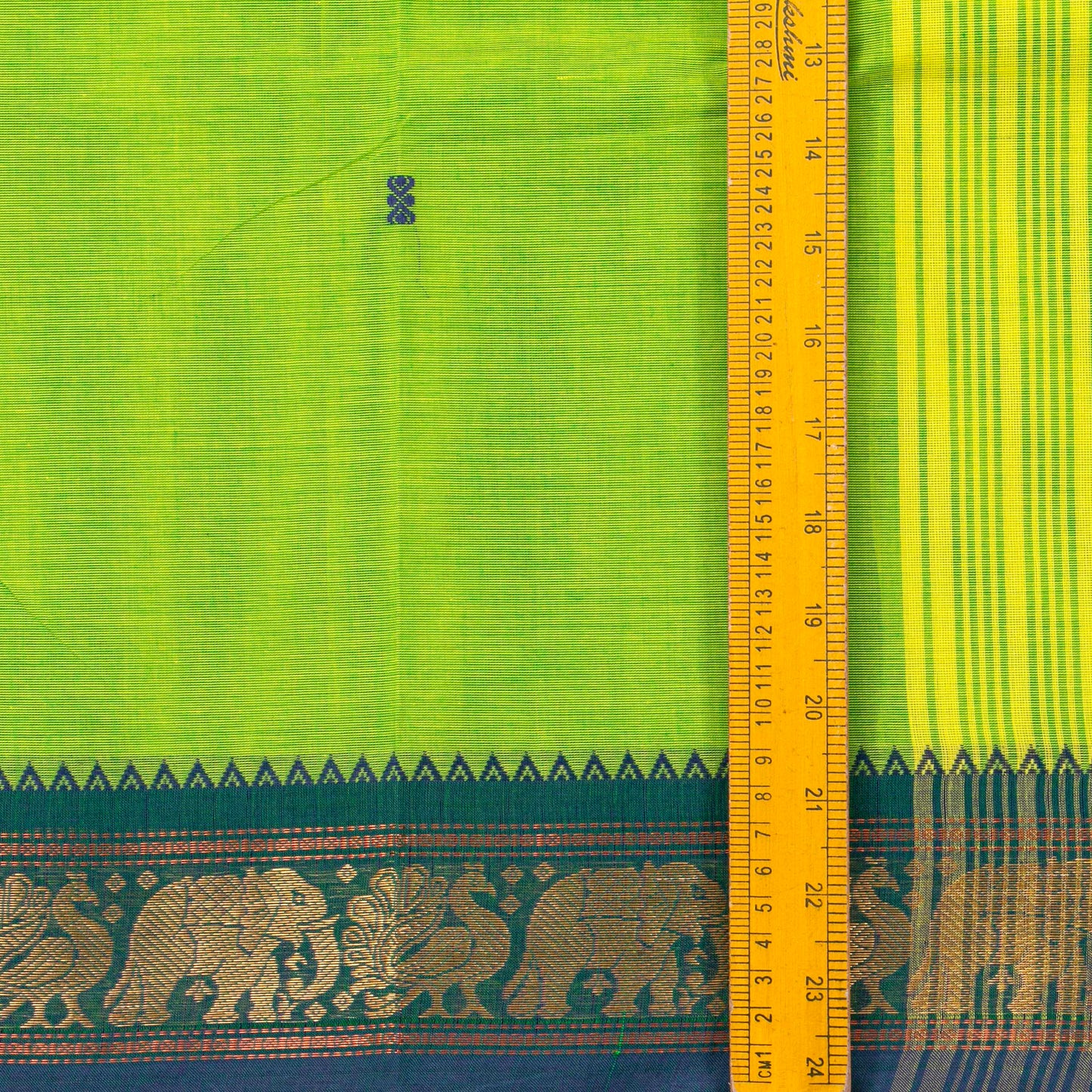 Green And Blue Kanchi Cotton Saree For Festive Wear PV MM KC 768 - Cotton Saree - Panjavarnam PV MM KC 768