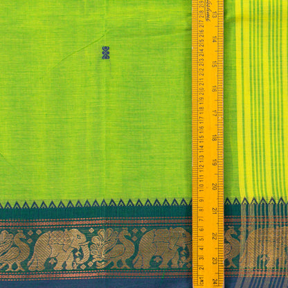 Green And Blue Kanchi Cotton Saree For Festive Wear PV MM KC 768 - Cotton Saree - Panjavarnam PV MM KC 768