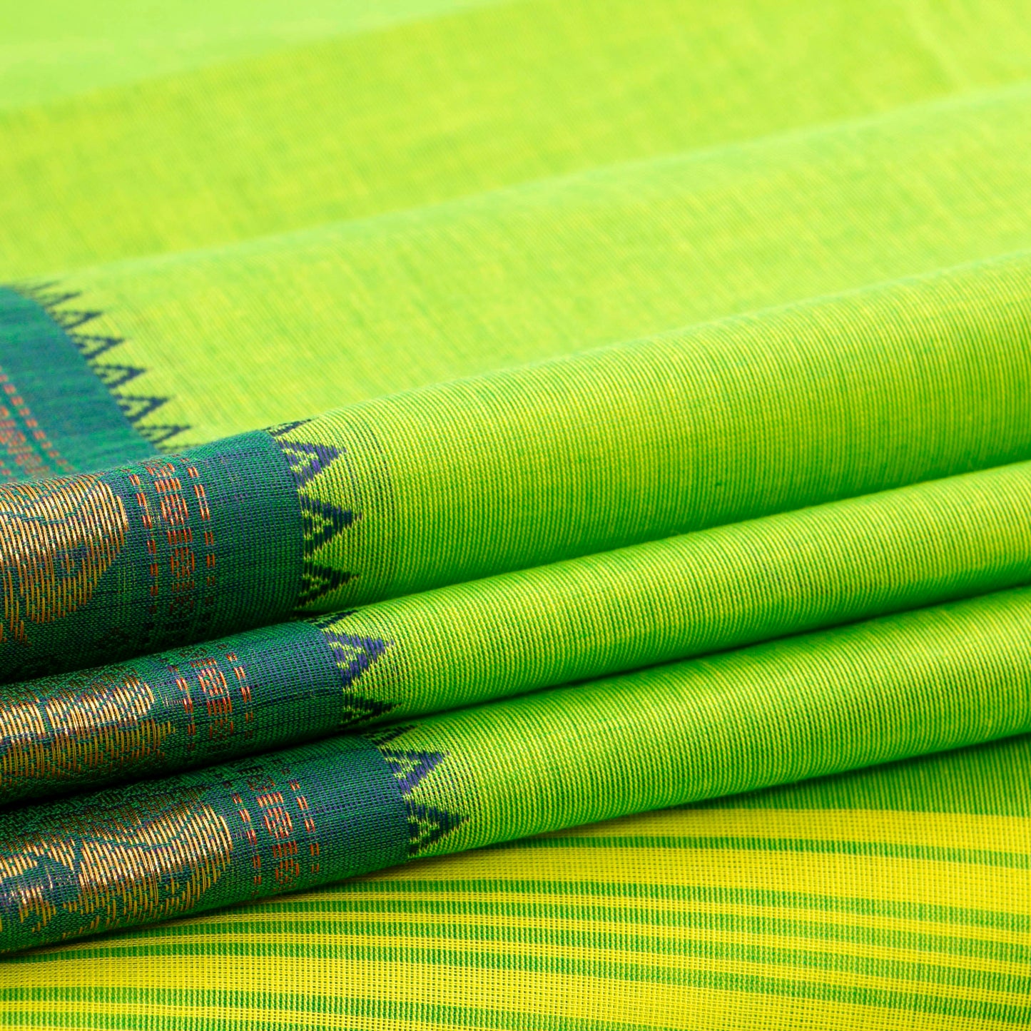 Green And Blue Kanchi Cotton Saree For Festive Wear PV MM KC 768 - Cotton Saree - Panjavarnam PV MM KC 768