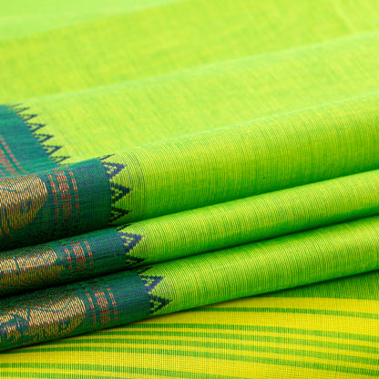 Green And Blue Kanchi Cotton Saree For Festive Wear PV MM KC 768 - Cotton Saree - Panjavarnam PV MM KC 768