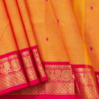 Orange And Pink Kanchi Cotton Saree For Festive Wear PV MM KC 817