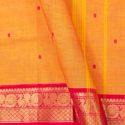 Orange And Pink Kanchi Cotton Saree For Festive Wear PV MM KC 817