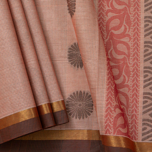 Pastel Pink Fancy Cotton Saree For Festive Wear PV MM FC 983