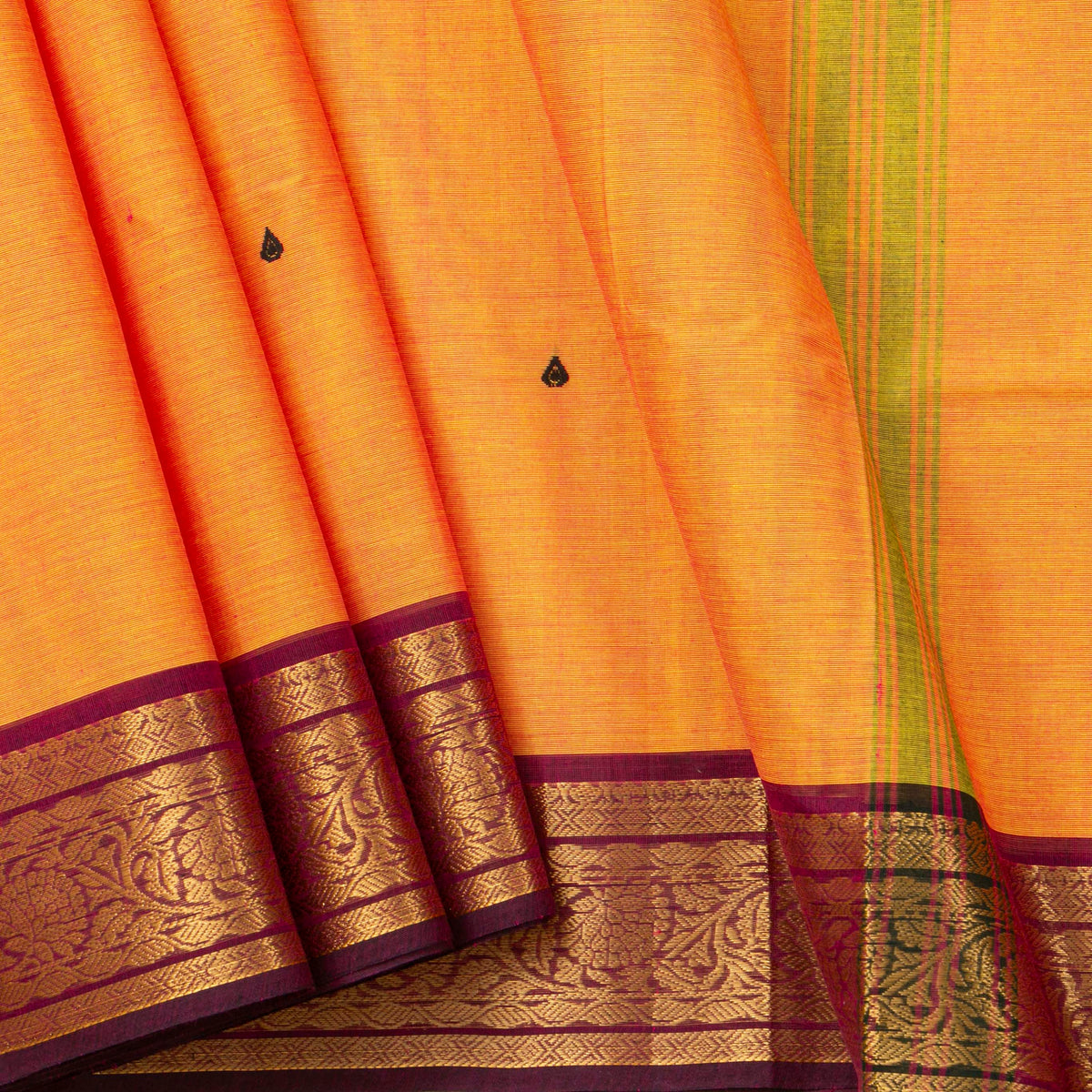Peach And Magenta Kanchi Cotton Saree For Festive Wear PV MM KC 819