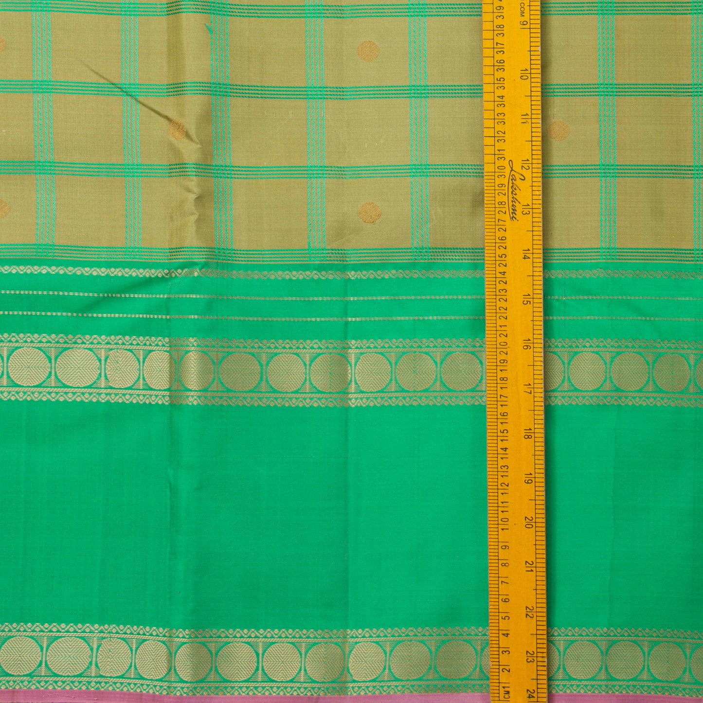 Beige And Sea Green Kanchipuram Silk Saree  For Festive Wear PV RM NZ 484