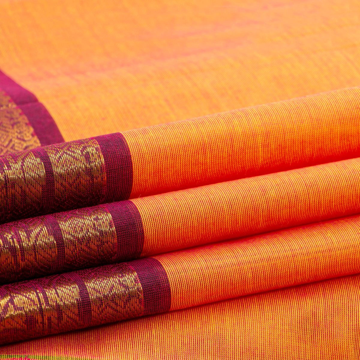 Peach And Magenta Kanchi Cotton Saree For Festive Wear PV MM KC 819