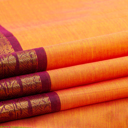 Peach And Magenta Kanchi Cotton Saree For Festive Wear PV MM KC 819