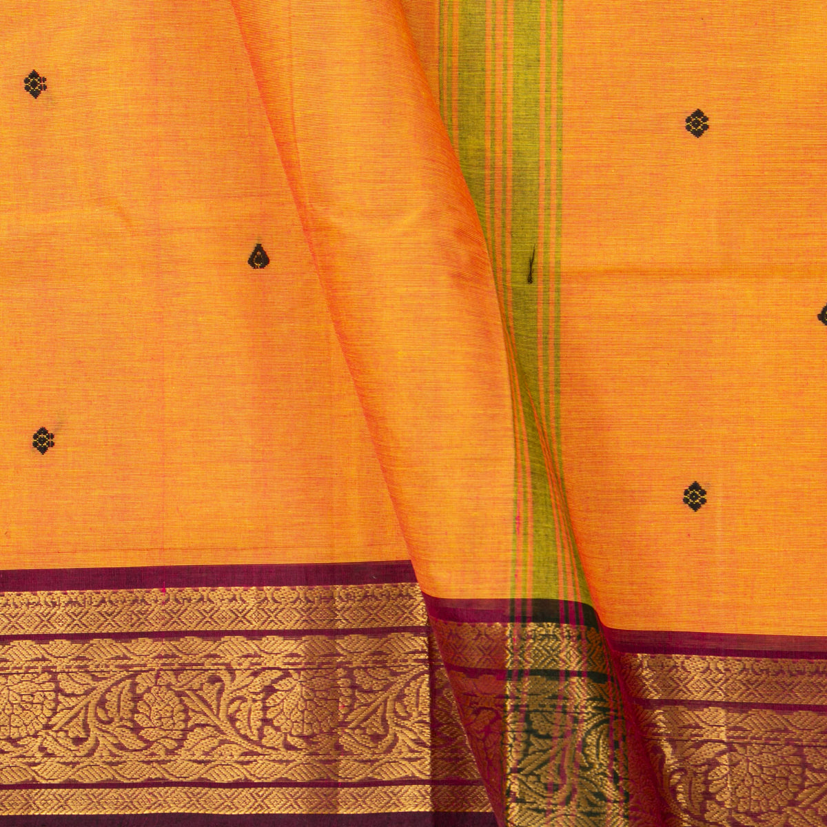 Peach And Magenta Kanchi Cotton Saree For Festive Wear PV MM KC 819