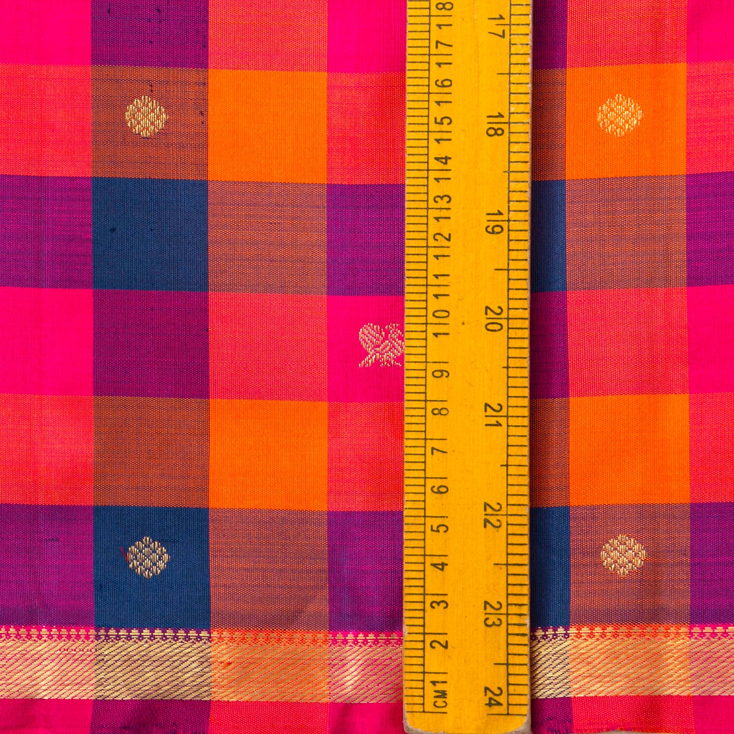 Multi Coloured Checks Kanchipuram Silk Saree For Festive Wear PV RM 493