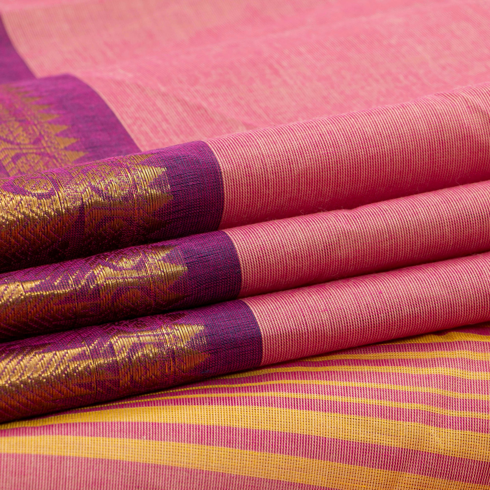 Pink And Magenta Kanchi Cotton Saree For Festive Wear PV MM KC 842 - Cotton Saree - Panjavarnam PV MM KC 842