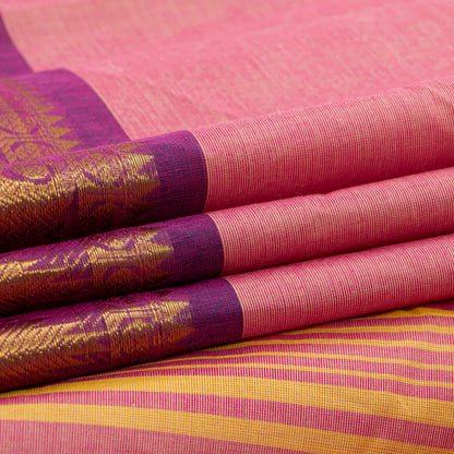 Pink And Magenta Kanchi Cotton Saree For Festive Wear PV MM KC 842 - Cotton Saree - Panjavarnam PV MM KC 842