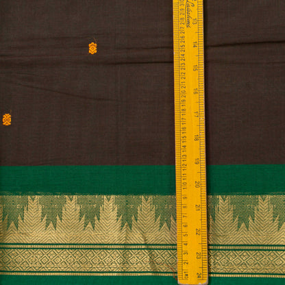 Brown And Green Kanchi Cotton Saree For Festive Wear PV MM KC 795 - Cotton Saree - Panjavarnam PV MM KC 795