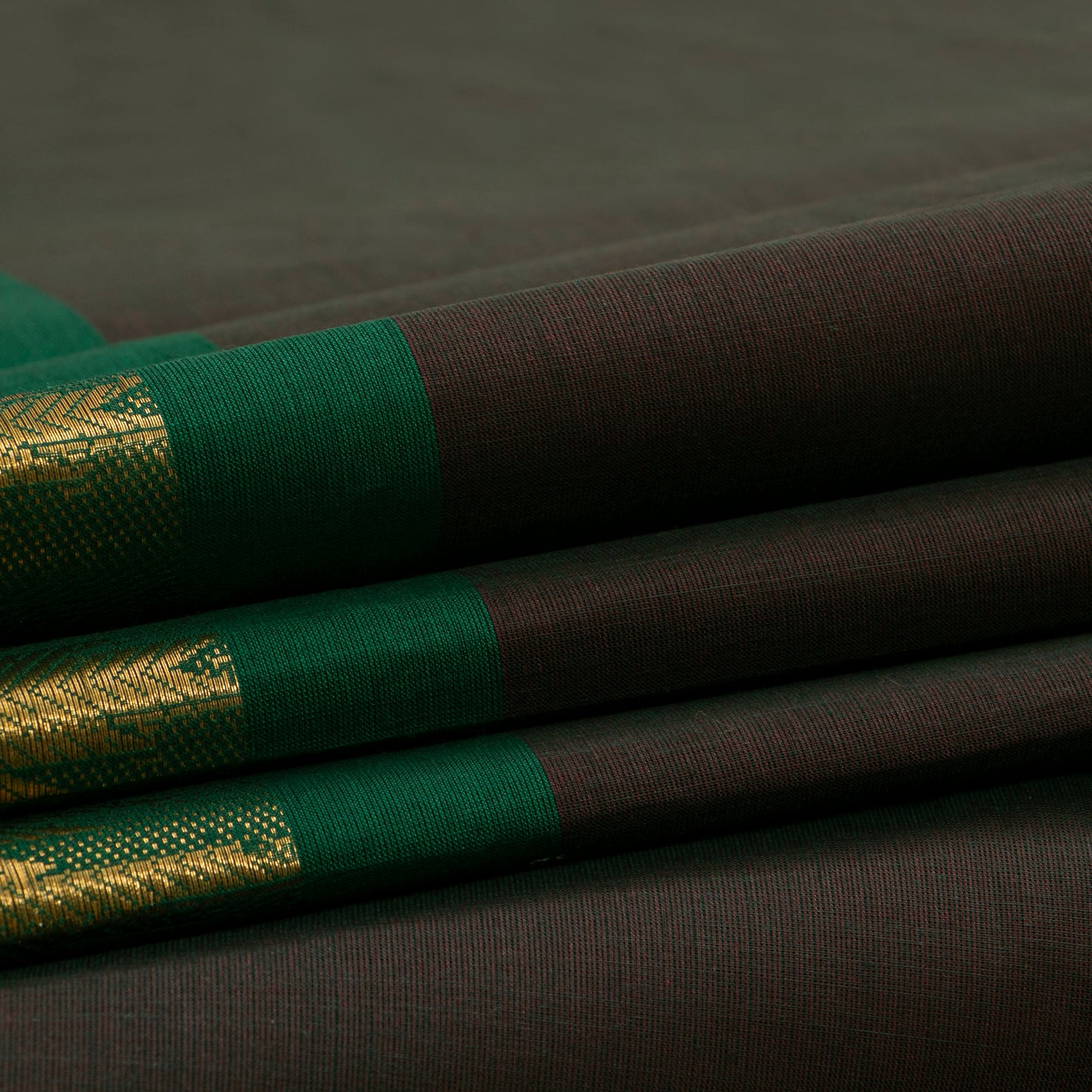 Brown And Green Kanchi Cotton Saree For Festive Wear PV MM KC 795 - Cotton Saree - Panjavarnam PV MM KC 795