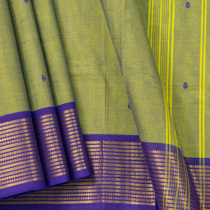Green And Violet Kanchi Cotton Saree For Festive Wear PV MM KC 796 - Cotton Saree - Panjavarnam PV MM KC 796