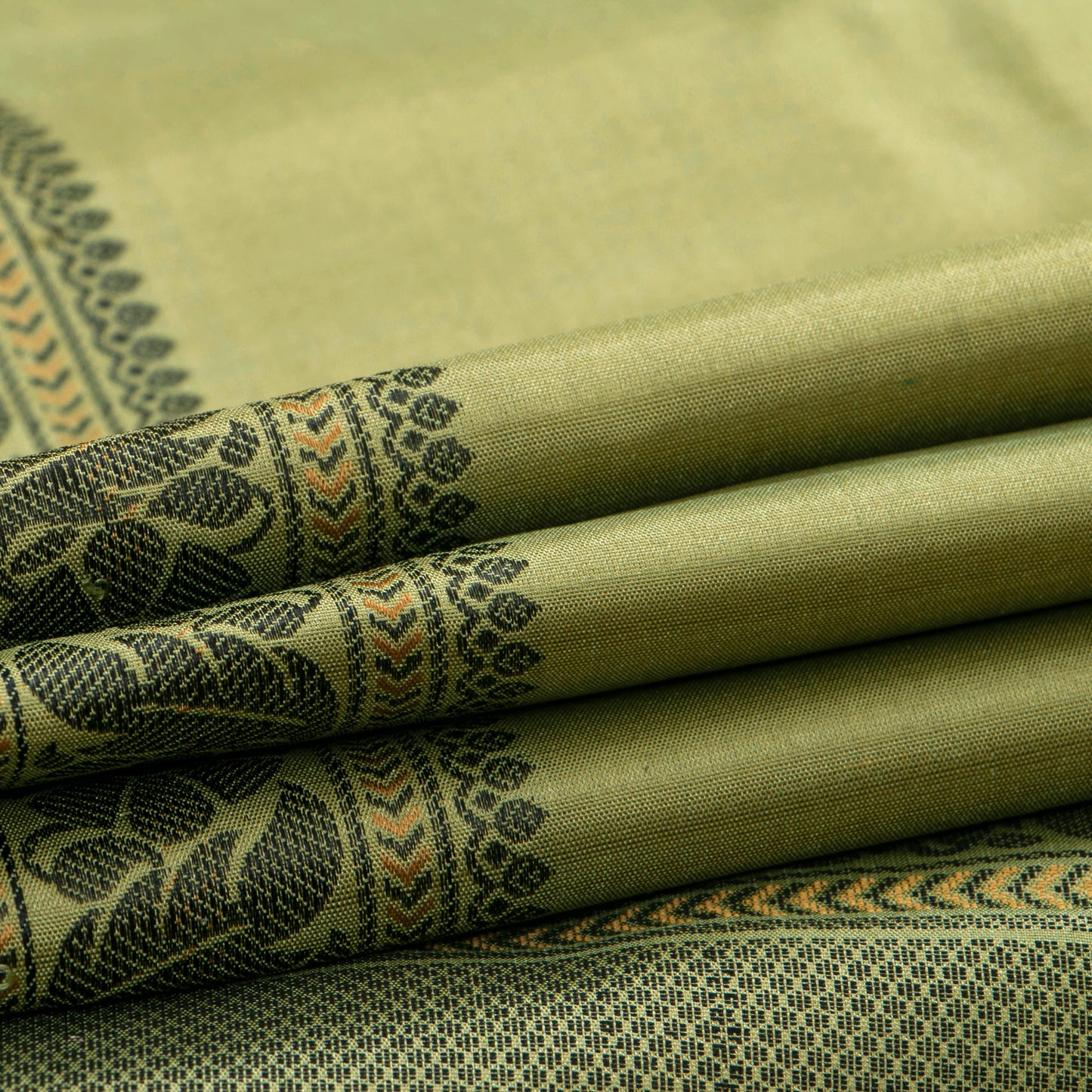 Olive Green Kanchipuram Silk Saree With No Zari For Office Wear PV RM NZ 456