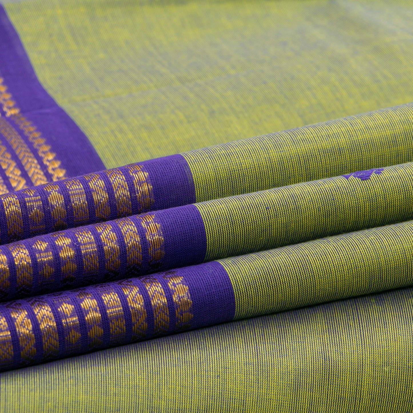 Green And Violet Kanchi Cotton Saree For Festive Wear PV MM KC 796 - Cotton Saree - Panjavarnam PV MM KC 796