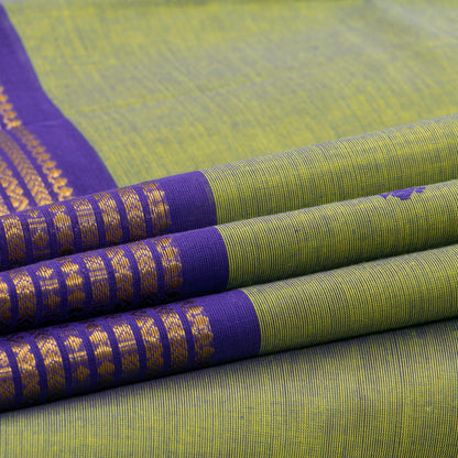 Green And Violet Kanchi Cotton Saree For Festive Wear PV MM KC 796 - Cotton Saree - Panjavarnam PV MM KC 796