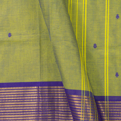 Green And Violet Kanchi Cotton Saree For Festive Wear PV MM KC 796 - Cotton Saree - Panjavarnam PV MM KC 796