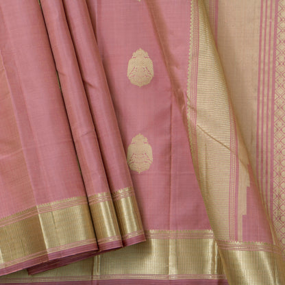 Pastel Pink Kanchipuram Silk Saree With Silver Zari For Party Wear PV RM 451