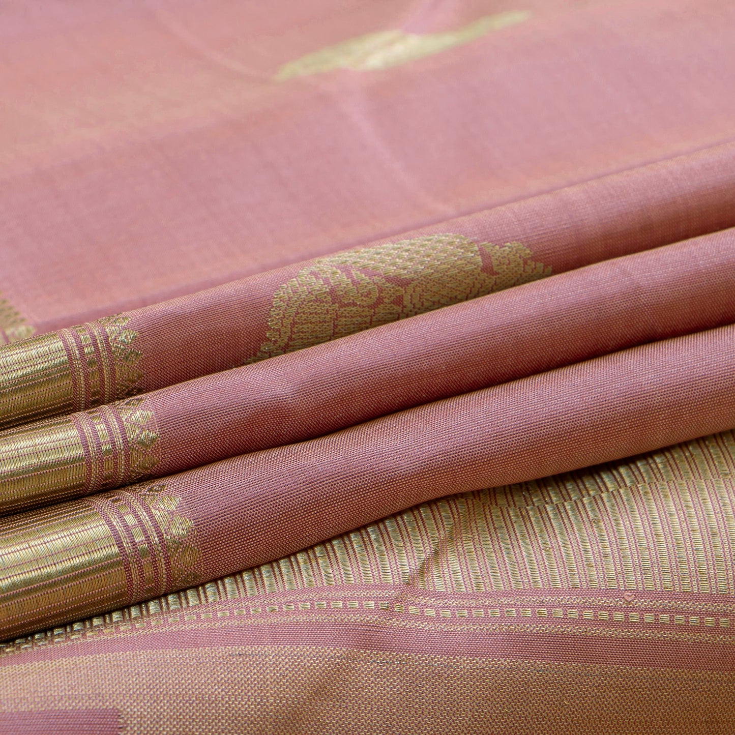 Pastel Pink Kanchipuram Silk Saree With Silver Zari For Party Wear PV RM 451