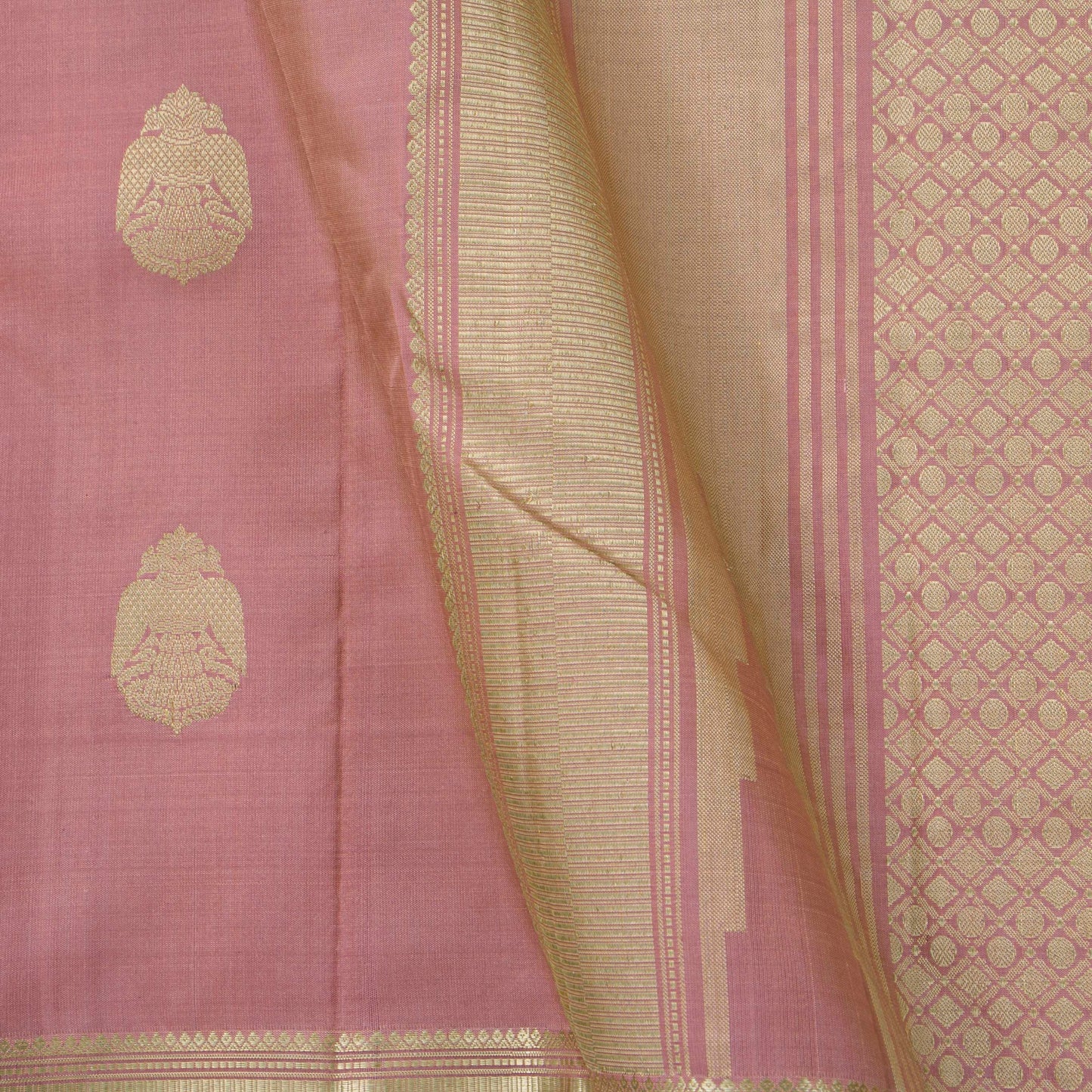 Pastel Pink Kanchipuram Silk Saree With Silver Zari For Party Wear PV RM 451