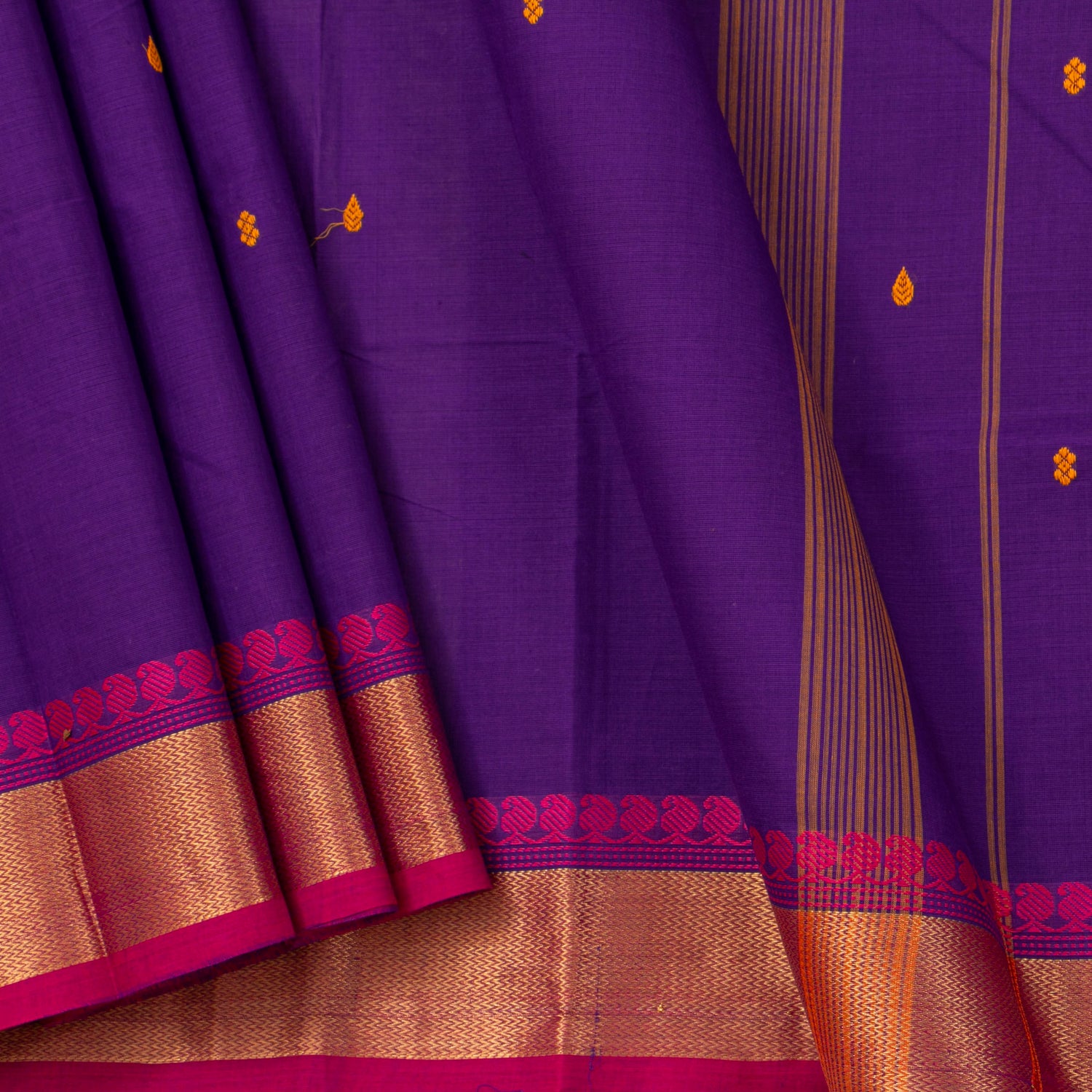 Purple And Pink Kanchi Cotton Saree For Festive Wear PV MM KC 781 - Cotton Saree - Panjavarnam PV MM KC 781