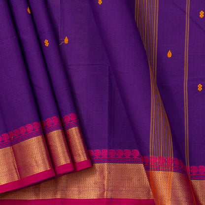 Purple And Pink Kanchi Cotton Saree For Festive Wear PV MM KC 781 - Cotton Saree - Panjavarnam PV MM KC 781