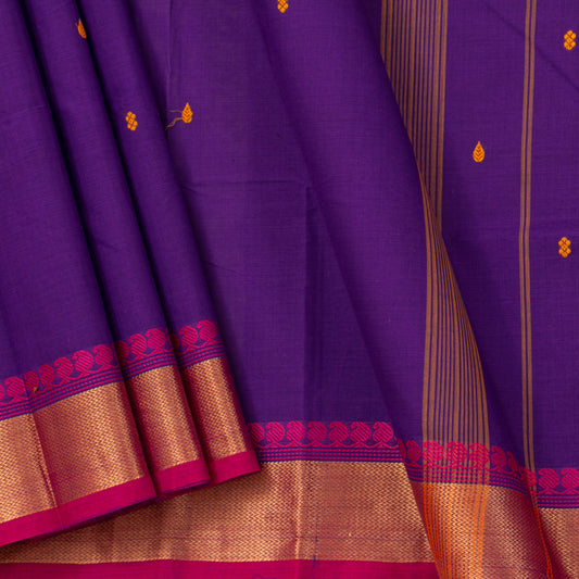 Purple And Pink Kanchi Cotton Saree For Festive Wear PV MM KC 781 - Cotton Saree - Panjavarnam PV MM KC 781
