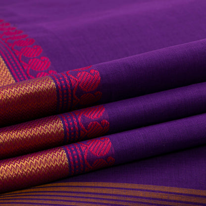 Purple And Pink Kanchi Cotton Saree For Festive Wear PV MM KC 781 - Cotton Saree - Panjavarnam PV MM KC 781