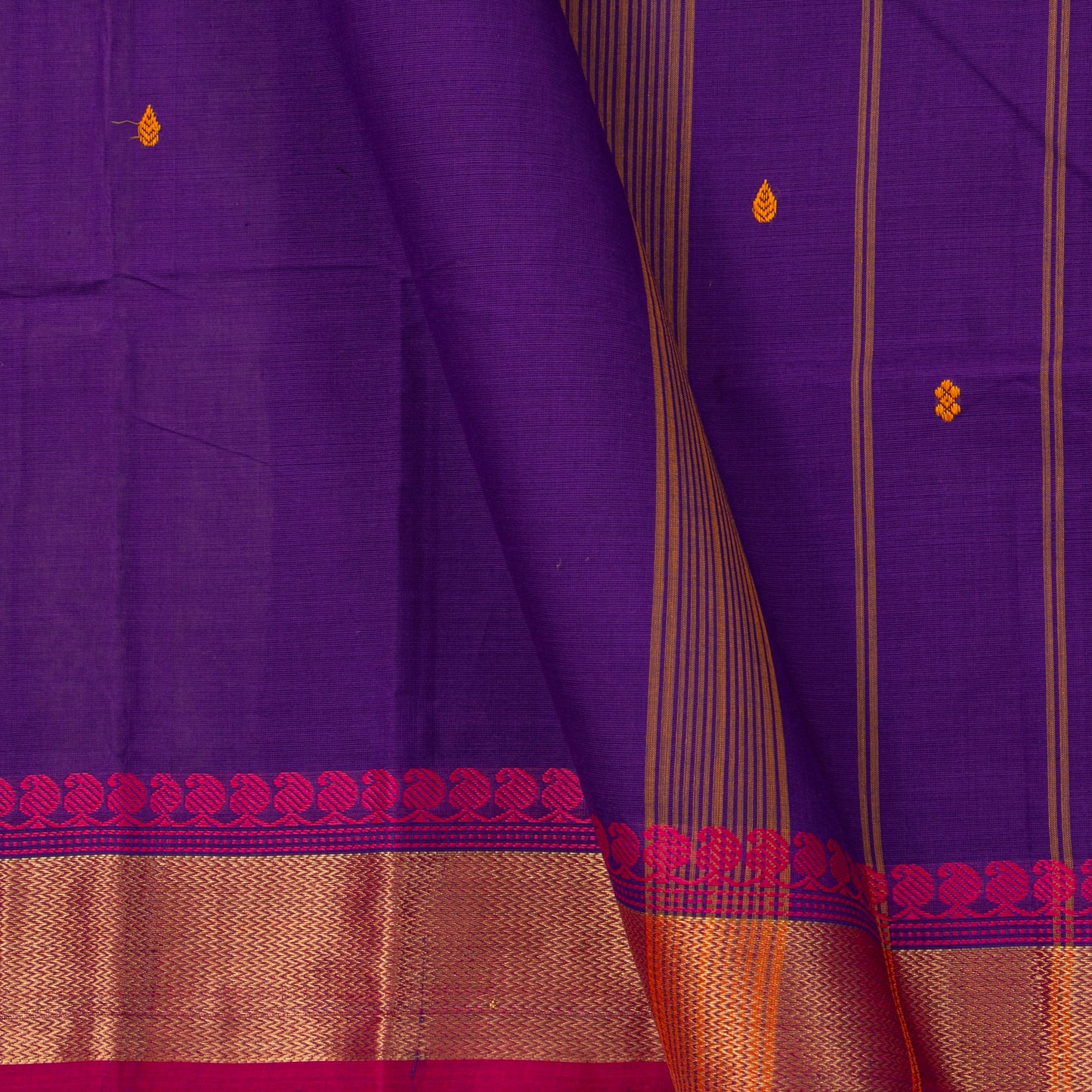 Purple And Pink Kanchi Cotton Saree For Festive Wear PV MM KC 781 - Cotton Saree - Panjavarnam PV MM KC 781
