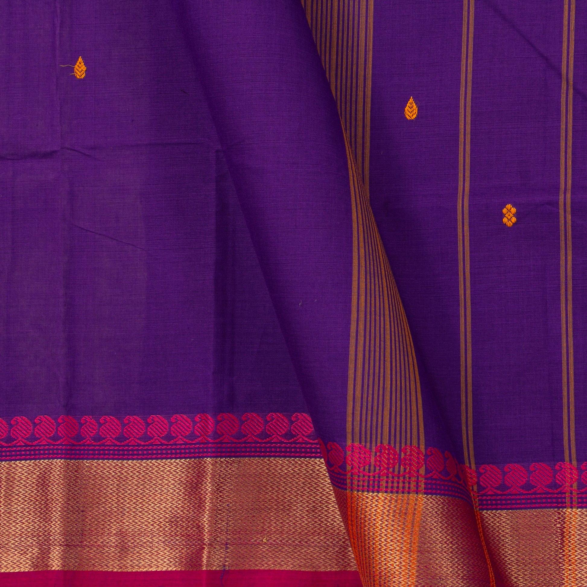 Purple And Pink Kanchi Cotton Saree For Festive Wear PV MM KC 781 - Cotton Saree - Panjavarnam PV MM KC 781