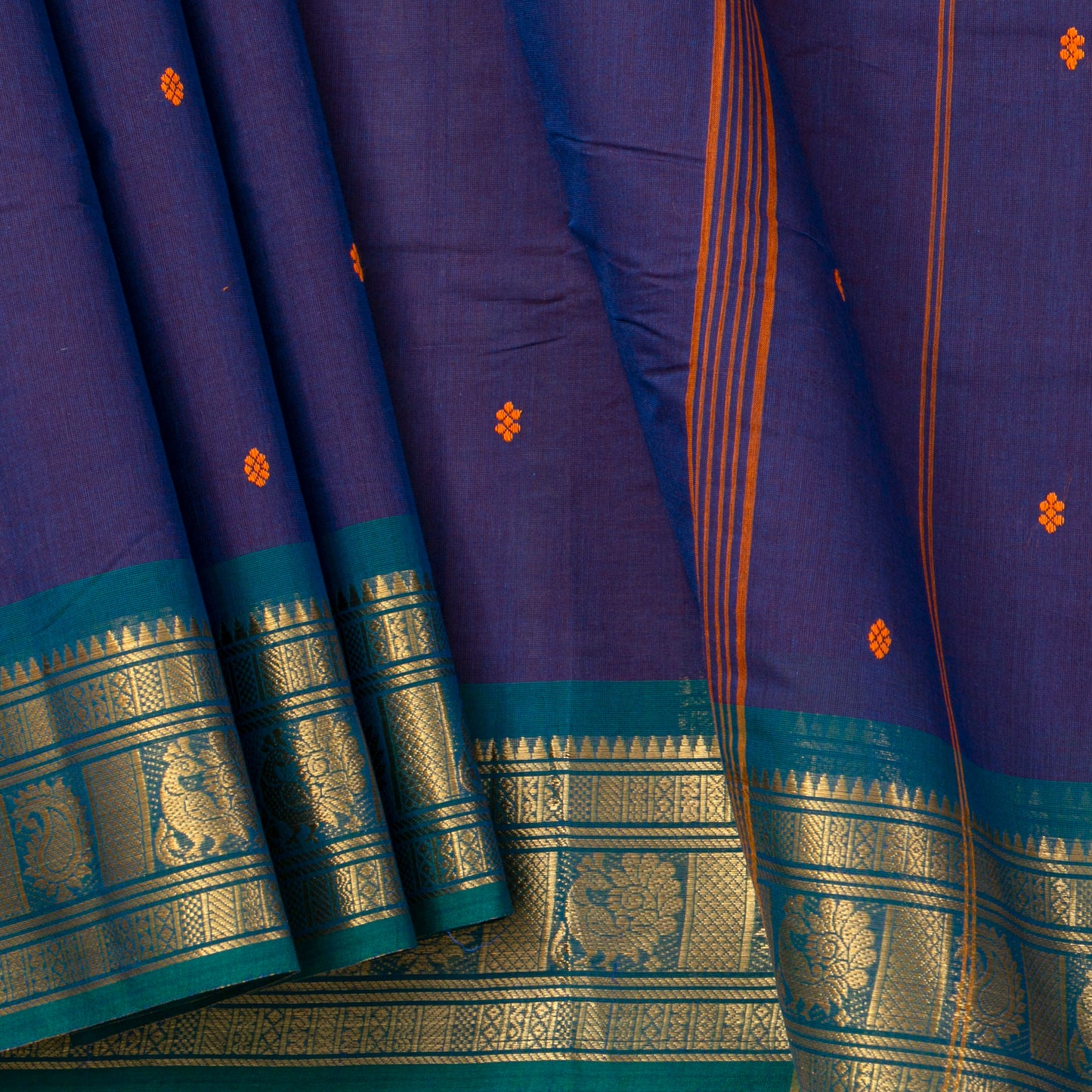 Blue Kanchi Cotton Saree For Festive Wear PV MM KC 770 - Cotton Saree - Panjavarnam PV MM KC 770