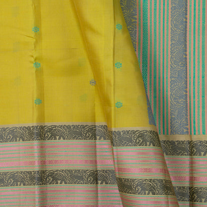 Green Kanchipuram Silk Saree With No Zari For Office Wear PV RM NZ 459