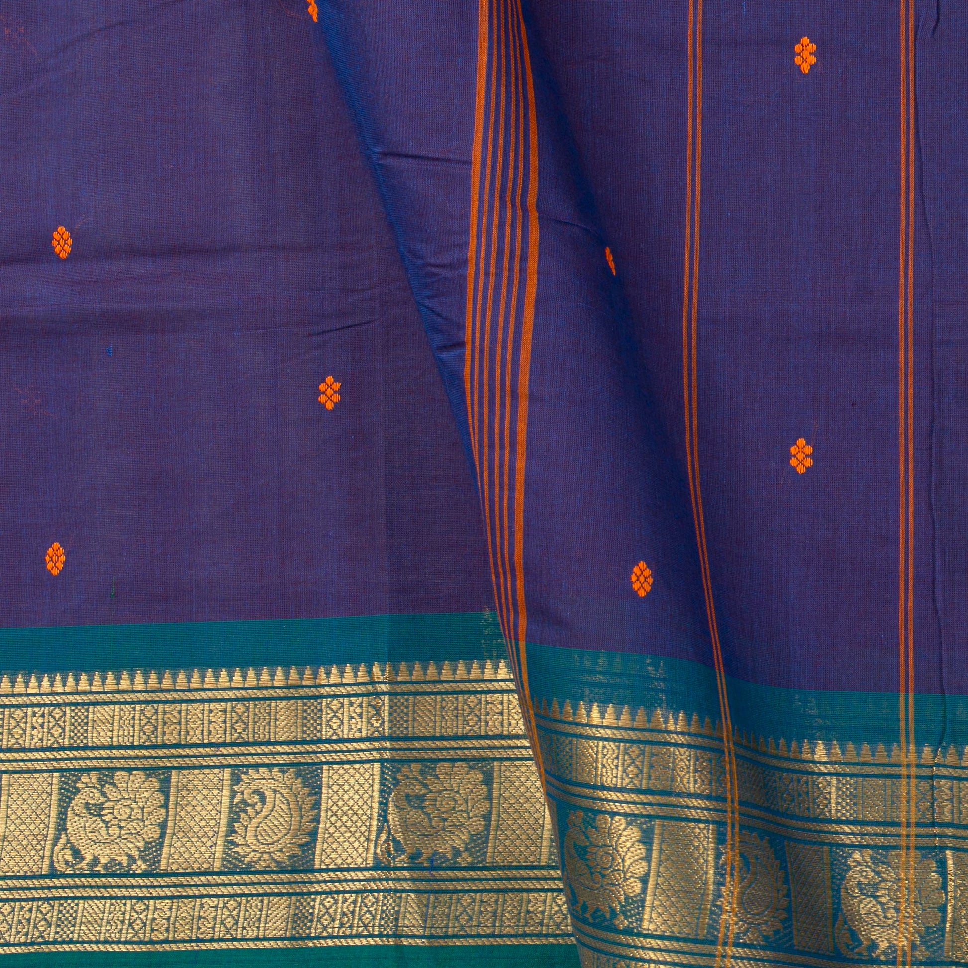 Blue Kanchi Cotton Saree For Festive Wear PV MM KC 770 - Cotton Saree - Panjavarnam PV MM KC 770