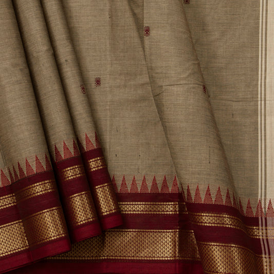Fawn And Brown Kanchi Cotton Saree For Festive Wear PV MM KC 808
