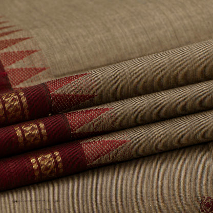 Fawn And Brown Kanchi Cotton Saree For Festive Wear PV MM KC 808