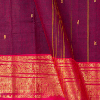 Magenta And Pink Kanchi Cotton Saree For Festive Wear PV MM KC 777 - Cotton Saree - Panjavarnam PV MM KC 777