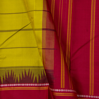 Green And Red Kanchipuram Silk Saree With No Zari For Office Wear PV RM NZ 476