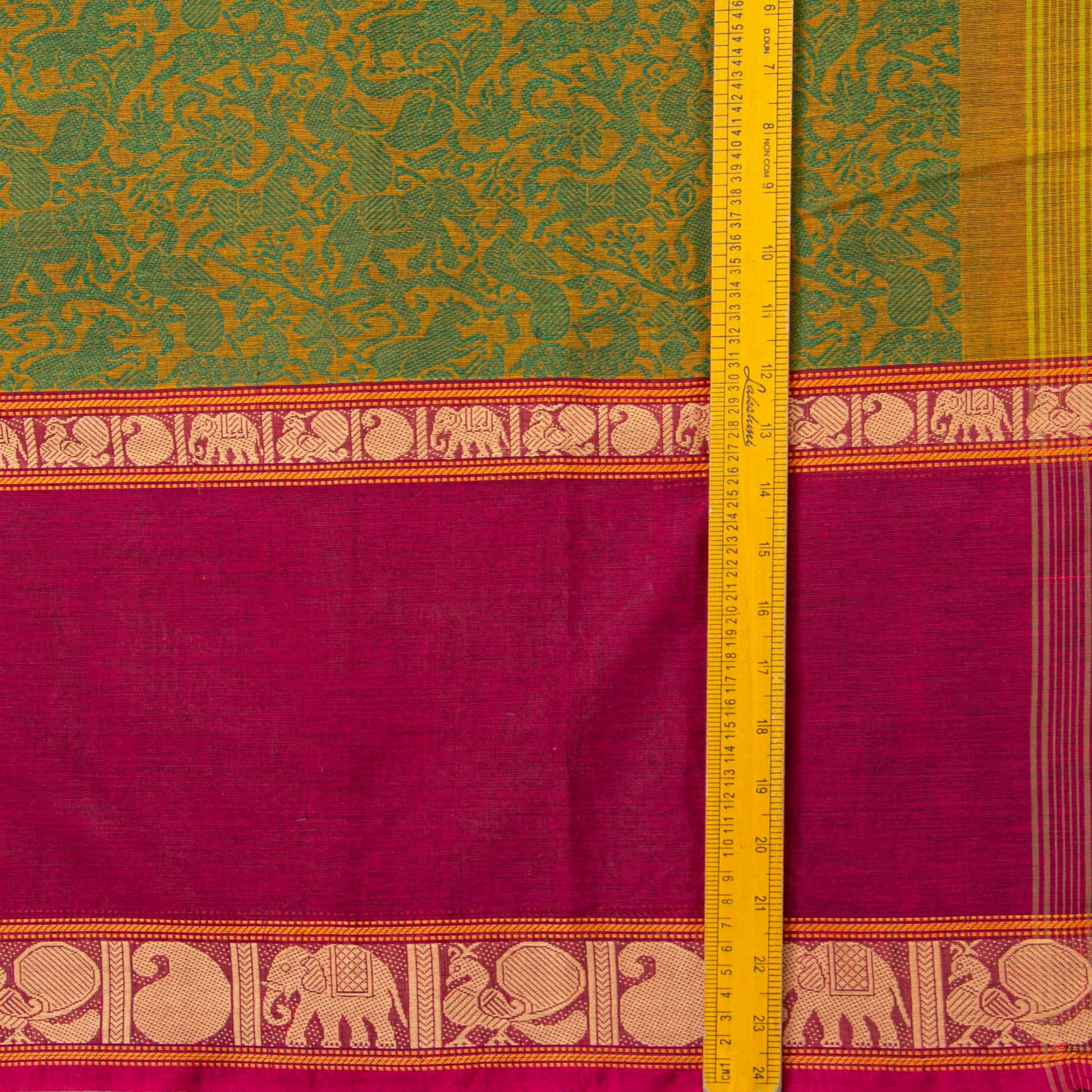 Green And Pink Kanchi Cotton Saree Vanasingaram For Festive Wear PV MM KC 960 - Cotton Saree - Panjavarnam PV MM KC 960